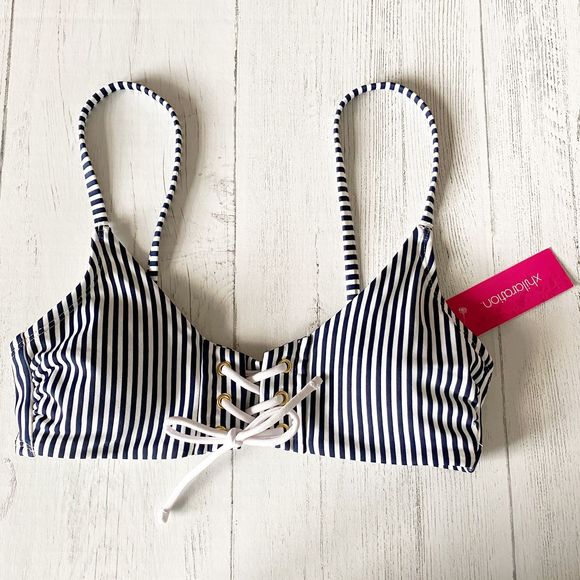 Xhilaration Other - Xhilaration Navy & White Striped Bikini Top